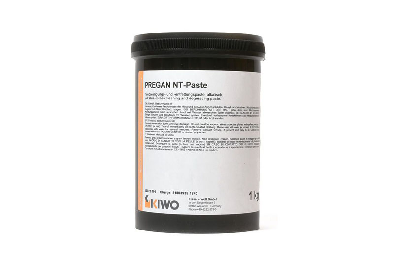 Pregan, rengöring, schablon, screentryck